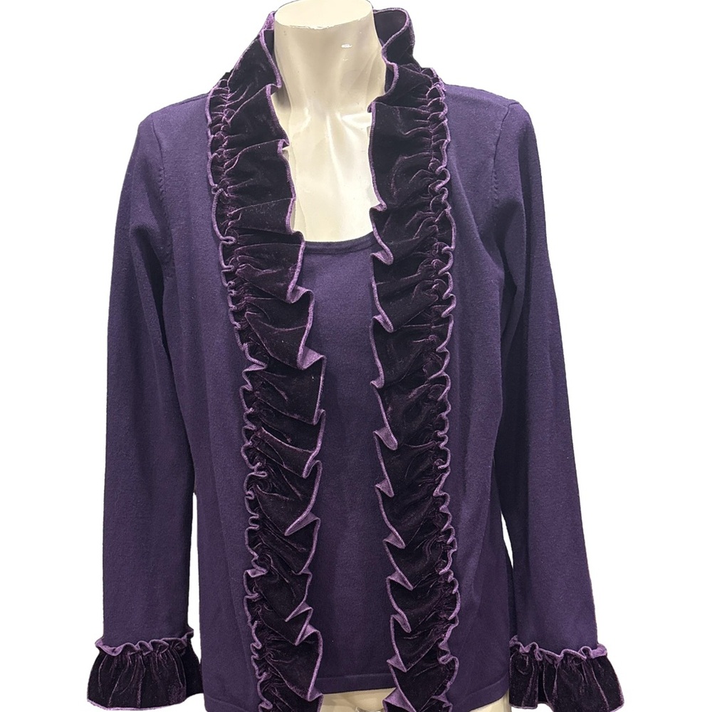 Purple Ruffled Women's Cardigan